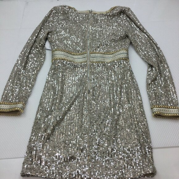 Guess Patrice sequin mini Dress Color: Light Gold Multi Size: XSmall - Picture 2 of 9